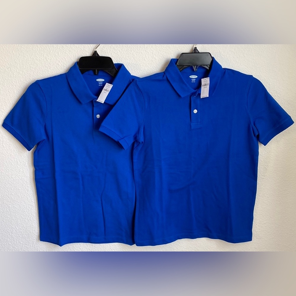 🆕2/$20 Old Navy Boys School Uniform Pique Polo Royal Blue Shirt Large (10-12)
